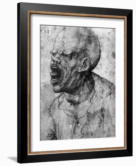 Portrait of a Man Shouting-Leonardo da Vinci-Framed Photographic Print