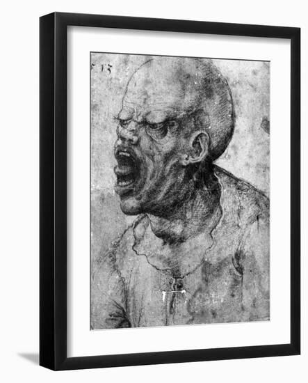 Portrait of a Man Shouting-Leonardo da Vinci-Framed Photographic Print