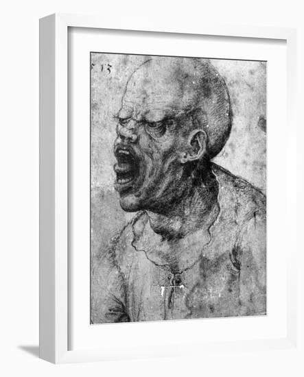 Portrait of a Man Shouting-Leonardo da Vinci-Framed Photographic Print