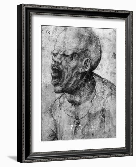 Portrait of a Man Shouting-Leonardo da Vinci-Framed Photographic Print