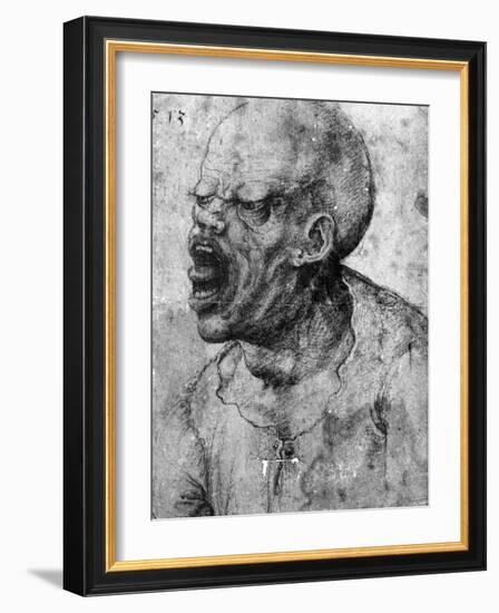 Portrait of a Man Shouting-Leonardo da Vinci-Framed Photographic Print