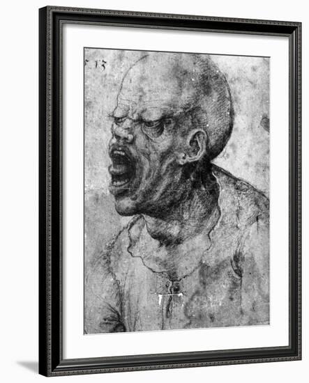 Portrait of a Man Shouting-Leonardo da Vinci-Framed Photographic Print