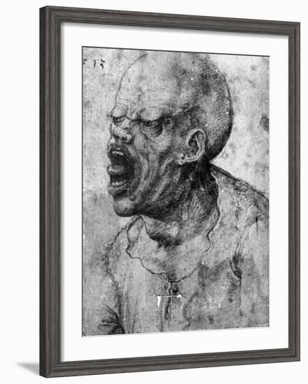 Portrait of a Man Shouting-Leonardo da Vinci-Framed Photographic Print