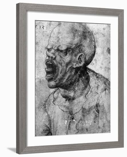 Portrait of a Man Shouting-Leonardo da Vinci-Framed Photographic Print