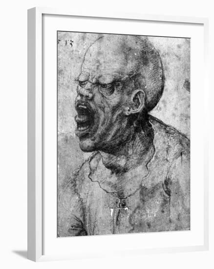 Portrait of a Man Shouting-Leonardo da Vinci-Framed Photographic Print