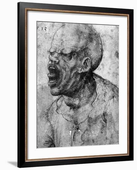 Portrait of a Man Shouting-Leonardo da Vinci-Framed Photographic Print