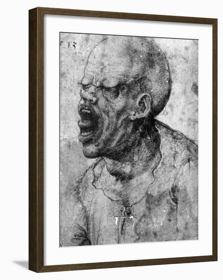 Portrait of a Man Shouting-Leonardo da Vinci-Framed Photographic Print