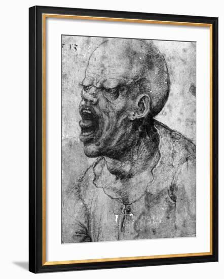 Portrait of a Man Shouting-Leonardo da Vinci-Framed Photographic Print