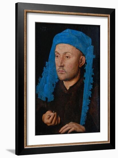 Portrait of a Man with a Blue Chaperon (Man with Rin)-Jan van Eyck-Framed Giclee Print