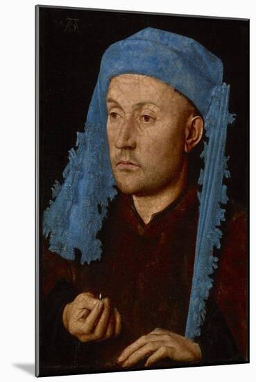 Portrait of a Man with a Blue Chaperon (Man with Ring), C.1429 (Oil on Wood)-Jan van Eyck-Mounted Giclee Print
