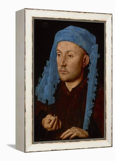 Portrait of a Man with a Blue Chaperon (Man with Ring), C.1429 (Oil on Wood)-Jan van Eyck-Framed Premier Image Canvas