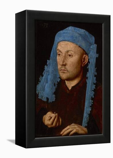 Portrait of a Man with a Blue Chaperon (Man with Ring), C.1429 (Oil on Wood)-Jan van Eyck-Framed Premier Image Canvas