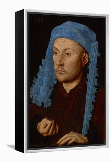 Portrait of a Man with a Blue Chaperon (Man with Ring), C.1429 (Oil on Wood)-Jan van Eyck-Framed Premier Image Canvas