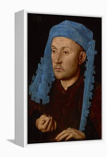 Portrait of a Man with a Blue Chaperon (Man with Ring), C.1429 (Oil on Wood)-Jan van Eyck-Framed Premier Image Canvas