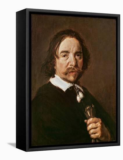 Portrait of a Man with a Glove and Black Hair, C.1657 (Oil on Canvas)-Frans Hals-Framed Premier Image Canvas