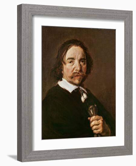 Portrait of a Man with a Glove and Black Hair, C.1657 (Oil on Canvas)-Frans Hals-Framed Giclee Print