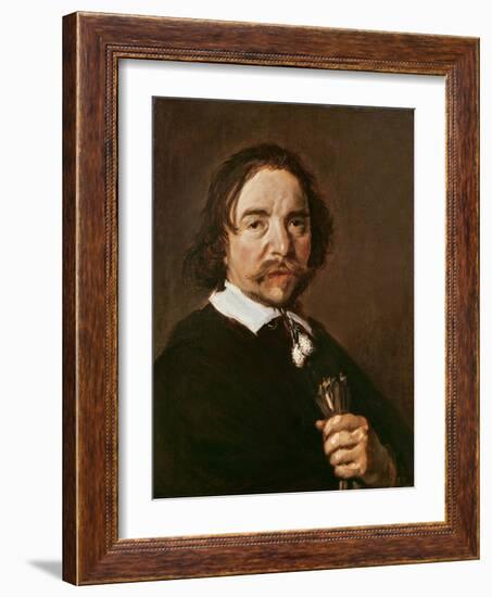 Portrait of a Man with a Glove and Black Hair, C.1657 (Oil on Canvas)-Frans Hals-Framed Giclee Print