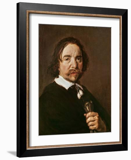 Portrait of a Man with a Glove and Black Hair, C.1657 (Oil on Canvas)-Frans Hals-Framed Giclee Print