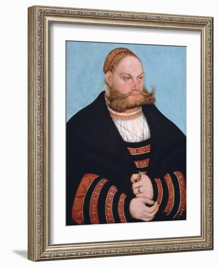 Portrait of a Man with a Gold-Embroidered Cap, 1532-Lucas Cranach the Elder-Framed Giclee Print