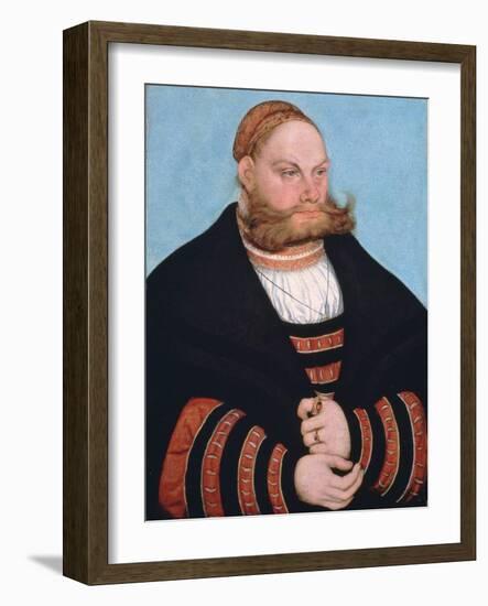 Portrait of a Man with a Gold-Embroidered Cap, 1532-Lucas Cranach the Elder-Framed Giclee Print