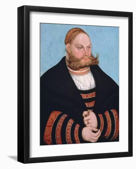 Portrait of a Man with a Gold-Embroidered Cap, 1532-Lucas Cranach the Elder-Framed Giclee Print