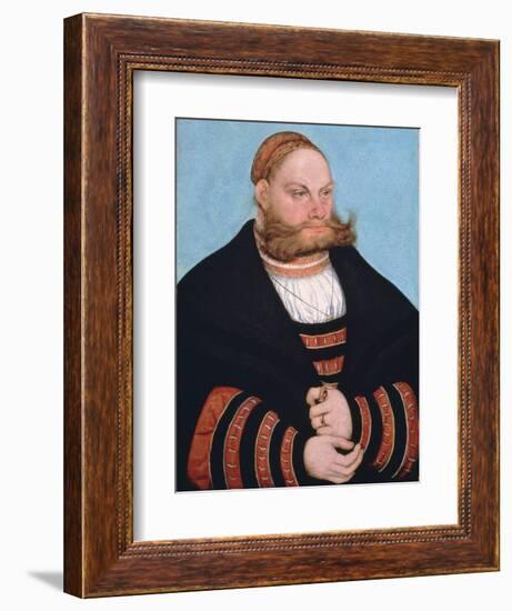 Portrait of a Man with a Gold-Embroidered Cap, 1532-Lucas Cranach the Elder-Framed Giclee Print