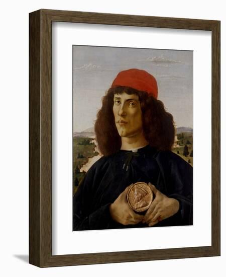 Portrait of a Man with a Medal of Cosimo the Elder-Sandro Botticelli-Framed Art Print