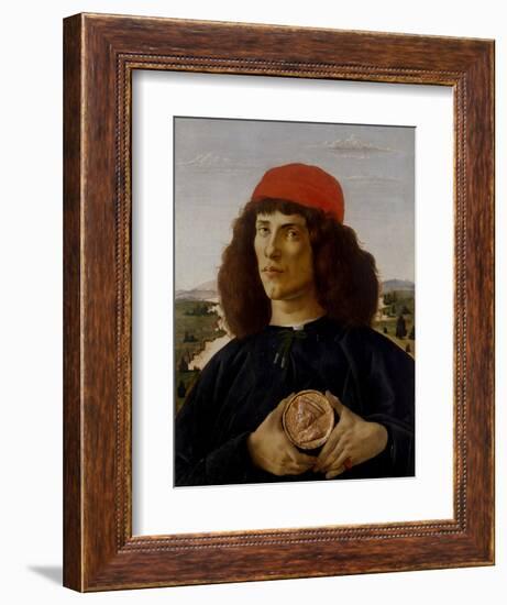 Portrait of a Man with a Medal of Cosimo the Elder-Sandro Botticelli-Framed Art Print