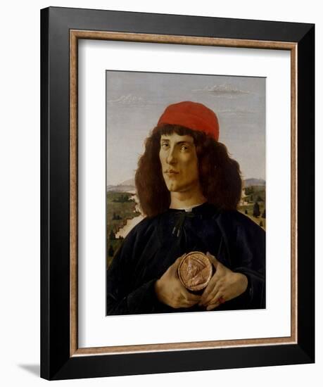 Portrait of a Man with a Medal of Cosimo the Elder-Sandro Botticelli-Framed Art Print