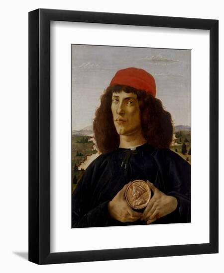 Portrait of a Man with a Medal of Cosimo the Elder-Sandro Botticelli-Framed Art Print