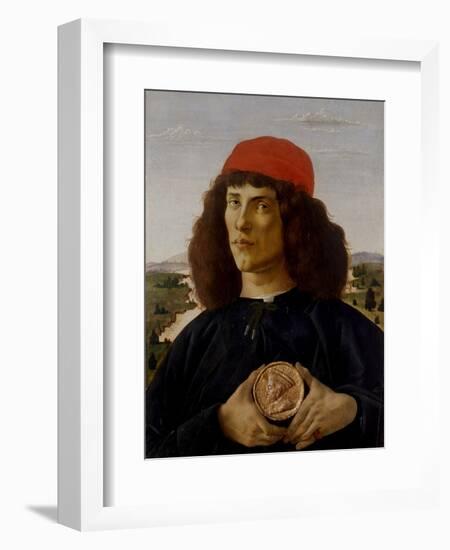 Portrait of a Man with a Medal of Cosimo the Elder-Sandro Botticelli-Framed Art Print