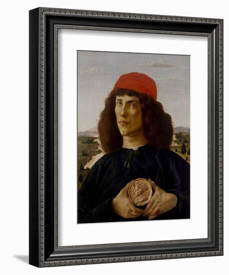 Portrait of a Man with a Medal of Cosimo the Elder-Sandro Botticelli-Framed Art Print