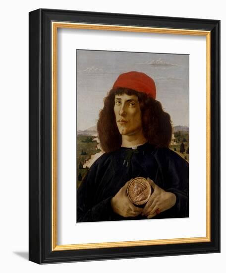 Portrait of a Man with a Medal of Cosimo the Elder-Sandro Botticelli-Framed Art Print