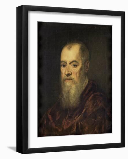 Portrait of a Man with a Red Cloak-Jacopo Tintoretto-Framed Art Print