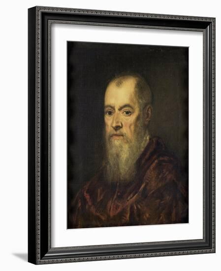 Portrait of a Man with a Red Cloak-Jacopo Tintoretto-Framed Art Print