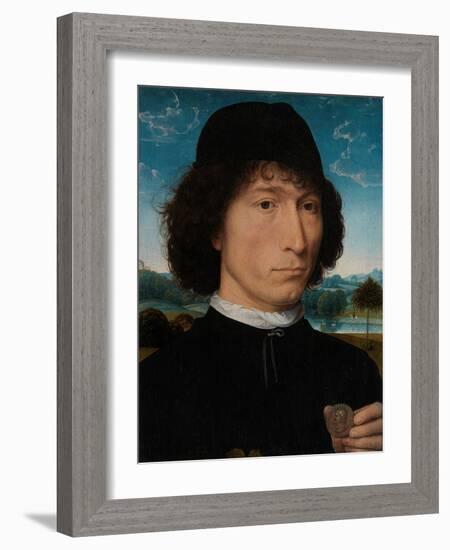 Portrait of a Man with a Roman Medal-Hans Memling-Framed Giclee Print