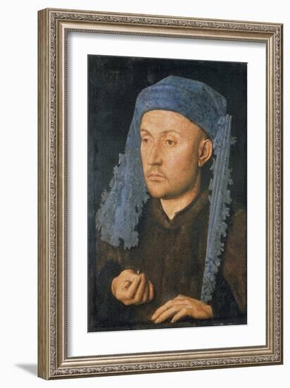 Portrait of a Man with Blue Headdress, C. 1430-Jan van Eyck-Framed Giclee Print