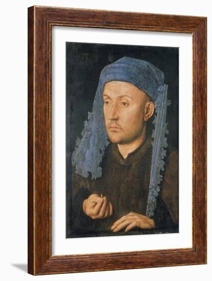 Portrait of a Man with Blue Headdress, C. 1430-Jan van Eyck-Framed Giclee Print