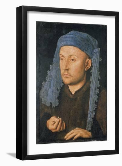 Portrait of a Man with Blue Headdress, C. 1430-Jan van Eyck-Framed Giclee Print