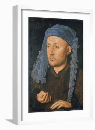 Portrait of a Man with Blue Headdress, C. 1430-Jan van Eyck-Framed Giclee Print