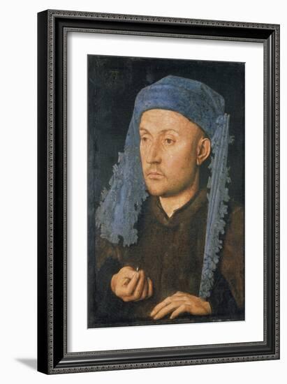 Portrait of a Man with Blue Headdress, C. 1430-Jan van Eyck-Framed Giclee Print