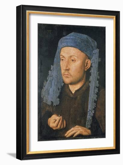 Portrait of a Man with Blue Headdress, C. 1430-Jan van Eyck-Framed Giclee Print