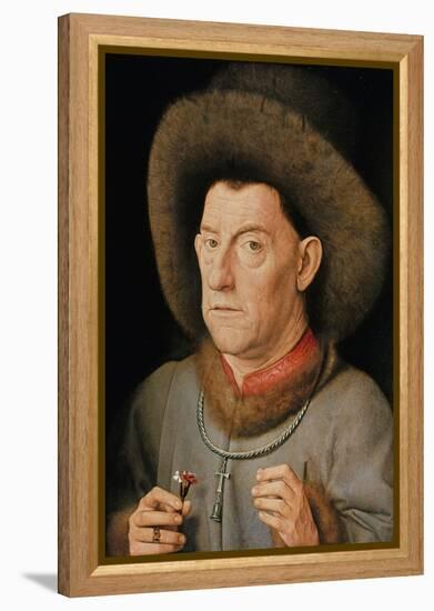 Portrait of a Man with Carnation and the Order of Saint Anthony-Jan van Eyck-Framed Premier Image Canvas