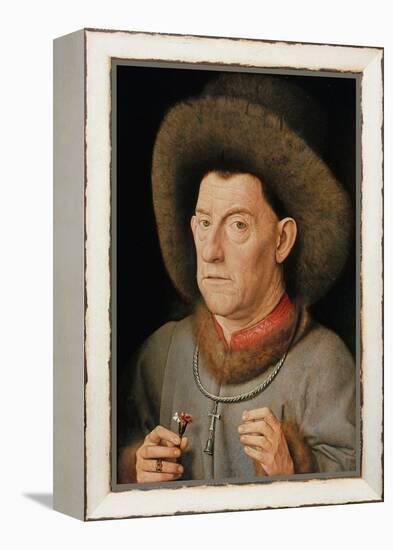 Portrait of a Man with Carnation and the Order of Saint Anthony-Jan van Eyck-Framed Premier Image Canvas