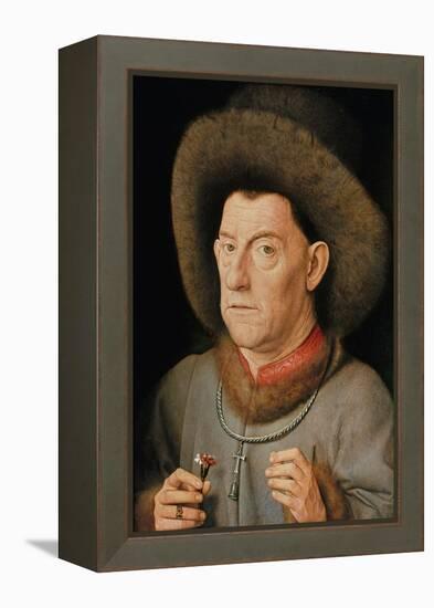 Portrait of a Man with Carnation and the Order of Saint Anthony-Jan van Eyck-Framed Premier Image Canvas