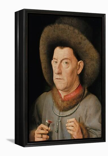 Portrait of a Man with Carnation and the Order of Saint Anthony-Jan van Eyck-Framed Premier Image Canvas