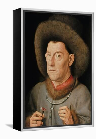 Portrait of a Man with Carnation and the Order of Saint Anthony-Jan van Eyck-Framed Premier Image Canvas