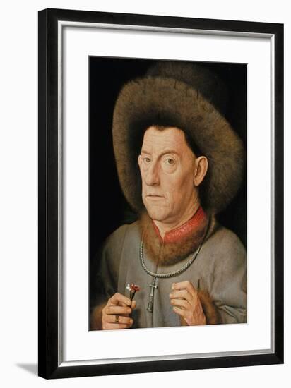 Portrait of a Man with Carnation and the Order of Saint Anthony-Jan van Eyck-Framed Giclee Print