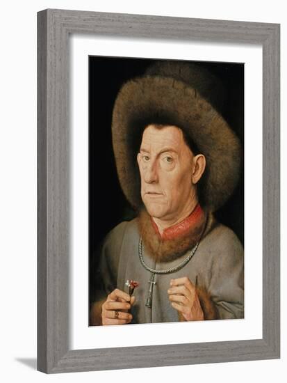 Portrait of a Man with Carnation and the Order of Saint Anthony-Jan van Eyck-Framed Giclee Print