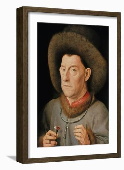 Portrait of a Man with Carnation and the Order of Saint Anthony-Jan van Eyck-Framed Giclee Print